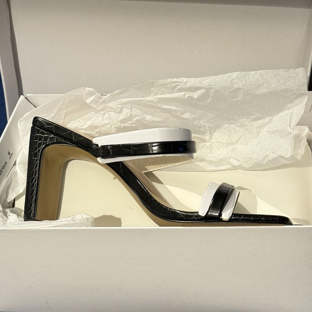 NWT The Drop Women's Avery Square Toe Two Strap High Heeled Sandal Sz 8.5 Black - Picture 8 of 14